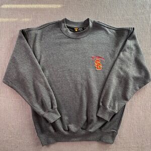 VTG Team Trojan USC Sweatshirt Gray Mens Small University Southern California